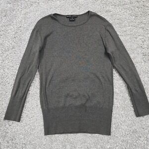 Ralph Lauren Black Label Womens Pullover Top Medium Grey Stretch Knit Minimalist